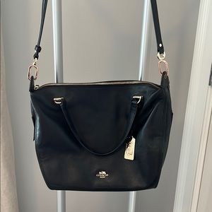 Coach, gently used black leather shoulder bag